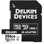 Delkin microSDXC Trail Cam Hyperspeed R195/W160 (V30) 256GB atminties kortelė su SD adapteriu, atspari vandeniui ir smūgiams, UHS-I U3/V30 našumas ir viso gyvenimo garantija.