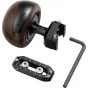 SmallRig 5927 HawkLock H21 Quick Release Mini Wooden Side Handle su tekstūru mediniu rankena, juodu aliuminio lydinio vidumi ir atskiriamą raktą kameros krepšio suderinamumui.