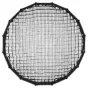 Godox QR P90T honeycomb grid, viršutinis vaizdas, juodas korio raštas ant balto vidinio paviršiaus, apvalus softbox priedas tiksliam šviesos valdymui
