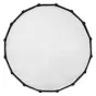 Godox Multifunctional Softbox S85T viršutinis vaizdas, 85 cm baltas difuzorius su juodu kraštu ir Velcro tvirtinimais, paruoštas naudojimui.