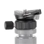 Fotopro Leveling Base LY 10 Pro Grey su 1/4"-20 viršutiniu tvirtinimu ir 3/8"-16 apatiniu tvirtinimu. Yra sklandi 360° sukimosi dubuo, didelis sukamoji rankena ir neslystantis dizainas.