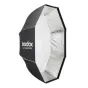 GODOX UL BOX Octa 180 multifunkcionalus softbox su atspindinčia sidabrine vidine dalimi ir juodais kraštu, skirtas profesionaliai fotografijai.
