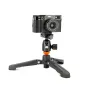 3 Legged Thing Airhed Mini Arca QR Ballhead tamsiai matinės juodos spalvos su sukamu užraktu, 360° panoramos rankenėle ir greito atlaisvinimo plokšte, sumontuota ant trikojų su reguliuojamomis kojomis ir guminėmis kojomis, palai