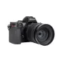 JJC LH HN43 įsukamas objektyvo gaubtas Nikon Z DX 35mm f/1.7 objektyvui, juodas aliuminis su antirefleksiniu vidumi, pritvirtintas prie Nikon Z DX kameros korpuso