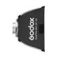 GODOX EazyFlow Rect 40x40 Bowens Softbox su greitu įrengimu, atspindinčia sidabrine vidine dalimi, dviguba difuzija ir audinio tinkleliu studijiniam apšvietimui.