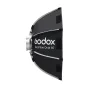 Godox EazyFlow Octa 60 sulankstomas oktagoninis Bowens softboxas, juodas audinio išorė su sidabriniu vidumi, šoninis vaizdas su metaliniu tvirtinimo laikikliu