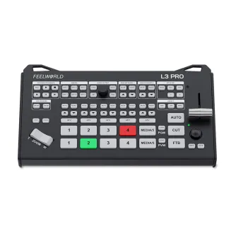 Feelworld L3 PRO Video Switcher su 9+1 įėjimais, T-stabdžio valdymu, tiesiogine transliacija ir PTZ kamerų palaikymu Feelworld L3 PRO Video Switcher su 9+1 įėjimais, T-stabdžio valdymu, tiesiogine transliacija ir PTZ kamerų palaikymu