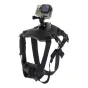 Puluz PU156 Šuns krūtinės diržas akcijų kameroms - patikimai tvirtina GoPro, Insta360 arba DJI Action kameras šunims, sveriantiems 7-54 kg, kad būtų galima gauti rankomis laisvą gyvūno perspektyvą.