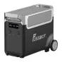 FOSSIBOT FB3840 3840Wh LiFePO4 akumuliatorius su LCD ekranu, valdymo mygtukais, šoniniu ventiliatoriumi ir ratukais, skirtas F3600 Pro stoties talpos didinimui.