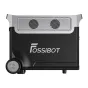 FOSSIBOT FB3840 3840Wh LiFePO4 baterijos modulis su juodu korpusu, sidabriniu ventiliacijos paneliu ir ratuku, priekinis vaizdas