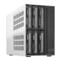 TerraMaster D6-320 6-bay DAS korpusas su eleganti juodu prieki, ventiliacijos grotelėmis ir maitinimo mygtuku, demonstruojantis šešis diskų skyrius su užrašu 'TERRAMASTER' ir papildomomis ventiliacijos angomis gale.