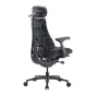 LiberNovo Omni Pro ergonominė kėdė su aukšta atlošu, reguliuojamu juosmens palaikymu ir porankiais, modernus dizainas su tinklinio tipo atlošu.