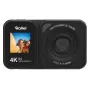 Rollei Compactline 64 Dual Screen kompaktinė kamera su priekinio ekrano, rodančiu selfie su moterimi ir šunimi, galiniu objektyvu su 18x galingu priartinimu, F/3.2 diafragma ir 7,36 mm fokusavimo ilgiu, 64 MP jutiklis 4K vaizdo 