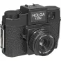Holga 120N vidutinio formato filmo kamera su tekstūru korpusu, 60 mm f/8 optiniu lęšiu, zoniniu fokusavimo žiedu, viršutine karšta koja ir galiniu vaizdo ieškikliu
