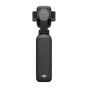 DJI Osmo Pocket 4P Standard Combo dviejų kamerų gimbalas, juodas tekstūruotas rankena, priekinis vaizdas su kameros galva ir DJI logotipu, kompaktiška nešiojama veiksmo kamera 4K vaizdo įrašams