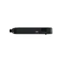 Blackmagic DeckLink IP 100G video įrašymo kortelė su dviem QSFP28 optiniais pluošto Ethernet prievadais ir aštuoniais kanalų įėjimo/išėjimo jungtimis, horizontaliai montuojama ant paprasto balto fono.
