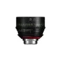 Canon Sumire Prime CN-E85mm T1.3 FP X kino objektyvas su žaliais ir baltais ženklais, kompaktišku dizainu ir raudonais akcentas šalia tvirtinimo