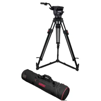 Cartoni FOCUS 12 Red Lock ALU statyvo sistema su HF1200 galva, 2-stadijos aliuminio kojomis, žemės išskleidėju ir minkštu krepšiu profesionalioms kameroms