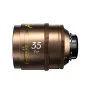 DZOFILM Arles Lustre 35mm T1.6 kino objektyvas, bronzinis korpusas, šoninis vaizdas su fokusavimo atstumo skale (pėdomis), T1.6 diafragmos žymėjimas ir geltonos pavarų žiedų detalės