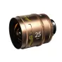 DZOFILM Arles Lustre 25mm T1.6 kino objektyvas su amber halacija, bronziniu korpusu, 95 mm priekinis elementas, fokusavimo atstumo skalė pėdomis ir metrais, T1.6 apertūros žiedas, didelio formato Vista Vision suderinamas objekty