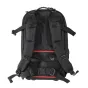 Juodasis iFootage Shark Slider Mini Soft Backpack su tinklinio audinio nugarėle, reguliuojamomis petnešomis, raudona akcentine juostele ir išorine juosta įrangai pritvirtinti.