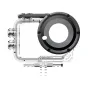 Insta360 Go Ultra Dive Case su stiklo objektyvo uostu, juodu apvalkalu ir priedų tvirtinimais, skirta apsaugai po vandeniu iki 60 m.