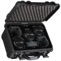 Irix Cine Lens Entry Set MFT Metric atvira tvirta dėžė, kurioje yra trys T1.5 kinematografiniai objektyvai (21mm, 30mm, 45mm), filtrų rinkinys su UV, CPL ir ND8, bei priedai universaliam filmavimui.