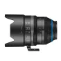 Irix Cine 30mm T1.5 objektyvas su pėdų gaubtu, 86 mm filtro dydis, fokusavimo ir T-stop skalės, mėlynas akcentinis žiedas ir 1/4" tvirtinimo laikiklis, pateiktas kaip atskiras kino objektyvas.