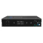 Kiloview E3 4K HDMI/SDI dvigubo kanalo video kodavimas su skaitmeniniu ekranu, CPU ir atminties naudojimu, temperatūra ir versijos detalėmis, su pažymėtais prievadais ir valdymo mygtukais.