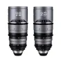 Laowa Sunlight 2X Anamorphic Zoom 40-80mm ir 70-135mm objektyvai sidabrinės spalvos, dalis 2-objektyvų kino komplekto pilno kadro kameroms su rankiniu fokusavimu ir Arri PL tvirtinimu.