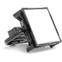 Litepanels Gemini 1x1 Soft RGBWW LED panelis su baltu difuzoriu, juodu korpusu, šoniniu yoke ir reguliavimo rankenėle, kompaktiška kino apšvietimo įranga