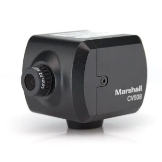 Marshall CV508 mini kamera su 4mm IR objektyvu, su modelio pavadinimu ir objektyvo reguliavimo žiedu, sukurta mobilumui. Marshall CV508 mini kamera su 4mm IR objektyvu, su modelio pavadinimu ir objektyvo reguliavimo žiedu, sukurta mobilumui.