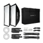 NANLITE FS-200 2Kit-S-LS apšvietimo rinkinys su softbox'ais, stovais, reflektoriais ir transportavimo krepšiu profesionaliai fotografijai ir vaizdo įrašams