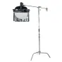 NANLITE Lantern-Softbox LT-FMM-60 sferinis softbox su sidabriniu interjeru ir baltu difuzoriumi, sumontuotas ant boom rankos šviesos stovo, suderinamas su Nanlite Forza 60/60B