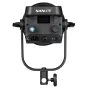NANLITE FS-150 Spot Light su Bluetooth valdymu, galinės plokštės vaizdas, reguliuojamas laikiklis ir belaidžio ryšio galimybės