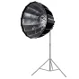 NANLITE Easy-Up Parabolinis Soft Box SB-PR-90-Q su Bowenų montāžu, sidabriniu atspindinčiu vidumi ir difuzoriais profesionaliam fotografijos apšvietimui