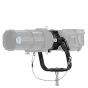 NANLUX Projection Adapter (AS‑PJA‑EV) su reguliuojamu rankena, termiškai atspariu aliuminio cilindru ir 15° nuokrypio yoke, suderinamas su Evoke NL montuojamais studijos šviestuvais