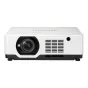 RICOH PJ WUL6760 3LCD lazerinis projektorius ant balto fono, su objektyvo moduliu, ventiliacijos grotelėmis ir valdymo mygtukais ant viršutinio skydelio.