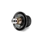 Sachtler aktiv bowl connector 75 mm V2, juoda apvali bazė su įgraviruotu tekstu, poliruotas sidabrinis antgalis ir auksinė vidinė dalis, kompaktiškas trikojų priedas aktiv6/aktiv8/aktiv8T galvoms