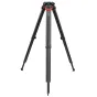 Sachtler Flowtech 100 GS trikojis su anglies pluošto kojomis, raudonu užraktų mechanizmu ir žemės plėtiniais tiksliam vaizdo įrašymui