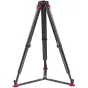 Sachtler flowtech 75 GS anglies pluošto trikojis su raudonais greito atleidimo stabdžiais ir kojų pagalvėlėmis, visiškai paruoštas profesionaliam kameros palaikymui.