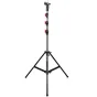 Shape MTL14 Montreal Combo Triple Riser Stand - tvirtas juodos ir chromuotas stovai su reguliuojamu aukščiu, aliuminio kolierų užraktais ir universaliu 1.25" priėmėju profesionaliam apšvietimo įrangai