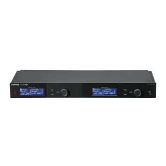 Shure SLXD4Q+ S50 skaitmeninis 4-kanalų plačiajuosčio priėmimo įrenginys su dviem LCD ekranais, valdymo rankenėlėmis ir maitinimo mygtuku, pateiktas kompaktiškame 19 colių montavimo dizaino. Shure SLXD4Q+ S50 skaitmeninis 4-kanalų plačiajuosčio priėmimo įrenginys su dviem LCD ekranais, valdymo rankenėlėmis ir maitinimo mygtuku, pateiktas kompaktiškame 19 colių montavimo dizaino.