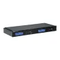 Shure SLXD4Q+ S50 4‑kanalų skaitmeninis plačiajuosčio ryšio imtuvas su dviem LCD ekranais, valdymo rankenėlėmis ir įjungimo mygtuku, kompaktiškas rack-mount dizainas
