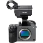 Sony FX2 pilno kadro kino kameros korpusas su XLR valdymo įtaisu, atidengiantis jutiklį ir E-mount