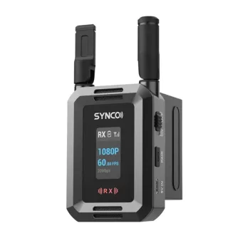 Kompaktiškas SYNCO XVision HD bevielis vaizdo transmiuteris su dviem antenomis, priekinis LCD rodo 1080P 60 FPS, šoniniai USB-C ir 5V IN jungtys. Kompaktiškas SYNCO XVision HD bevielis vaizdo transmiuteris su dviem antenomis, priekinis LCD rodo 1080P 60 FPS, šoniniai USB-C ir 5V IN jungtys.