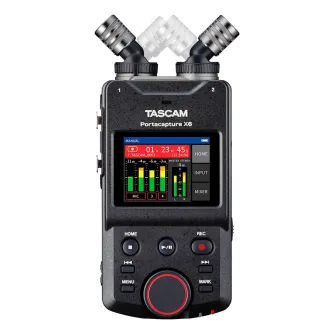 Tascam Portacapture X6 aukštos raiškos daugialypis įrašymo įrenginys su reguliuojamais kondensatorių mikrofonais ir 2,4 colių spalvotu jutikliniu ekranu Tascam Portacapture X6 aukštos raiškos daugialypis įrašymo įrenginys su reguliuojamais kondensatorių mikrofonais ir 2,4 colių spalvotu jutikliniu ekranu