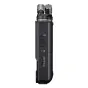 Šoninis Tascam Portacapture X6 rankinio įrašymo įrenginio vaizdas, rodantis du integruotus kondensatorinius mikrofonus, microSD lizdą, USB-C jungtį ir valdymo mygtukus galiniame panele.