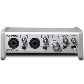 Tascam SERIES 102i USB Audio/MIDI Interfeiss su DSP mikšeriu - Kompaktiškas audio interfeisas su dviem XLR/TRS kombinuotais įėjimais, signalo ir pikų indikatoriais, monitoriaus rankenėle, USB ir maitinimo prievadais, MIDI jungti Tascam SERIES 102i USB Audio/MIDI Interfeiss su DSP mikšeriu - Kompaktiškas audio interfeisas su dviem XLR/TRS kombinuotais įėjimais, signalo ir pikų indikatoriais, monitoriaus rankenėle, USB ir maitinimo prievadais, MIDI jungti