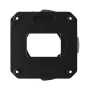 Z-CAM M Mount adapteris Z-Cam E2 Flagship Series kameroms, juodas kvadratinis metalinis gabalas su centriniu stačiakampiu išpjova ir keturiais tvirtinimo skylėmis, matomas iš viršaus